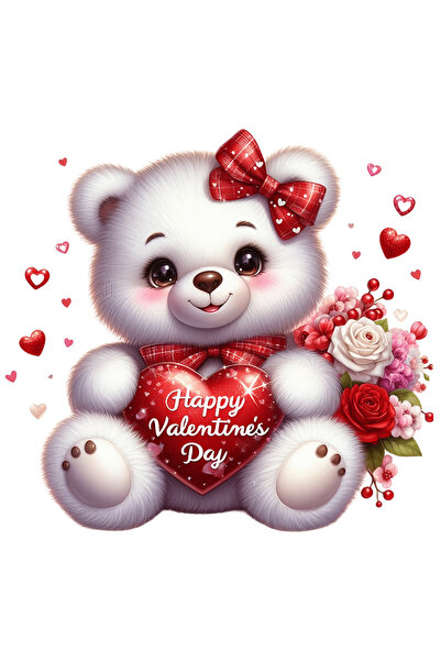 StoryGift Romania Sticker Eticheta 40CM cu un ursulet de plus, imbujorat, flo...