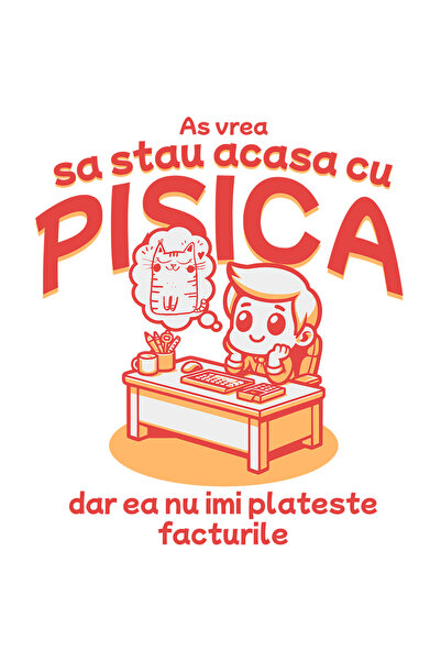 StoryGift Romania Sticker Eticheta 50CM Adeziv Baiat stand la birou cu gandul...