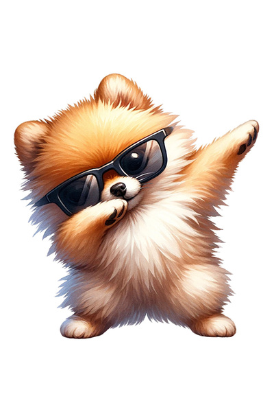 StoryGift Romania Sticker Autocolant 70CM cu un catel Akita Inu care danseaza...