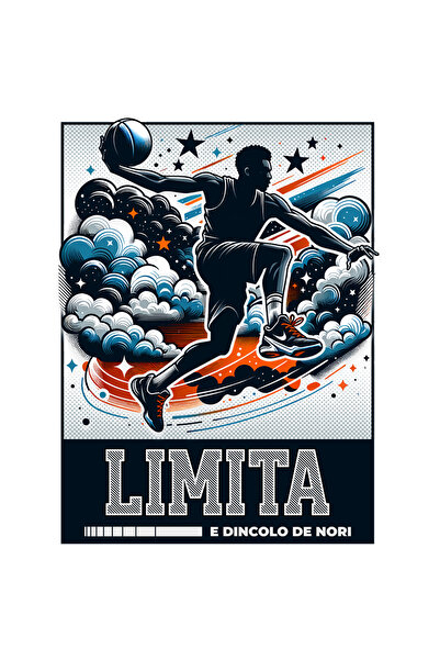 StoryGift Romania Sticker Autocolant 70CM Adeziv Om jucand baschet text motiv...