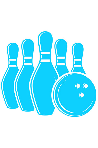 StoryGift Romania Sticker Eticheta 40CM Exterior cu popice si cu o minge de bowling - joc , Vinyl Albastru, 40 cm