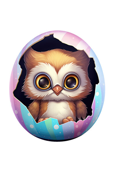 StoryGift Romania Sticker Eticheta 50CM cu o bufnita micuta care iese dintr-u...