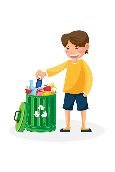 StoryGift Romania Sticker Adeziv 90CM Cu Copil, Reciclare, Gunoi, Eco, cu Mar...