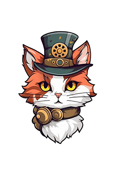 StoryGift Romania Sticker Adeziv 90CM Cu Pisica Roz Cu Palarie pe Cap, Fantas...