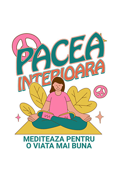 StoryGift Romania Sticker Eticheta 40CM cu Iubitorii De Meditatie Fata In Poz...