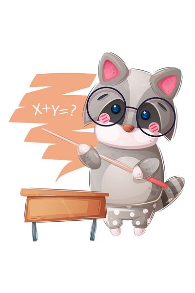 StoryGift Romania Sticker Autocolant 70CM Cu Raton, Profesor, Matematica, Ochelari, cu Margini Albe, PVC Vinyl 70 cm