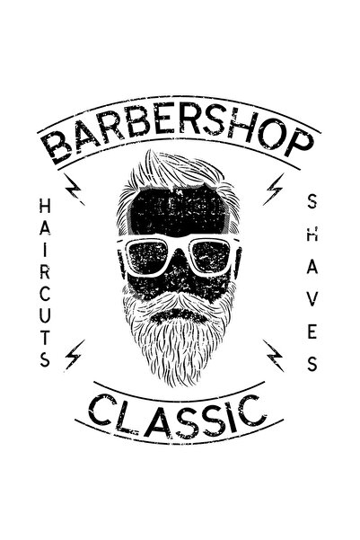 StoryGift Romania Sticker Cu Mesaj Barber Shop Classic, Portret Barbat Alb Ne...