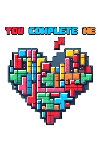 StoryGift Romania Sticker Cu O Inima Formata Din Piese Ale Jocului Tetris Cu Mesajul "you Complete Me", Tu M