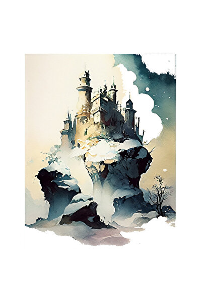 StoryGift Romania Sticker Eticheta 40CM Cu Castel Pe Stanca, Polul Inghetat, Iubitorii De Basme, Multicolor, cu