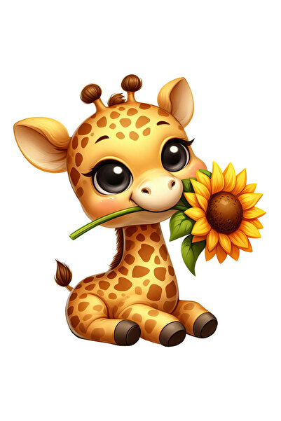 StoryGift Romania Sticker Eticheta 50CM cu un pui de girafa, ilustratie, feri...