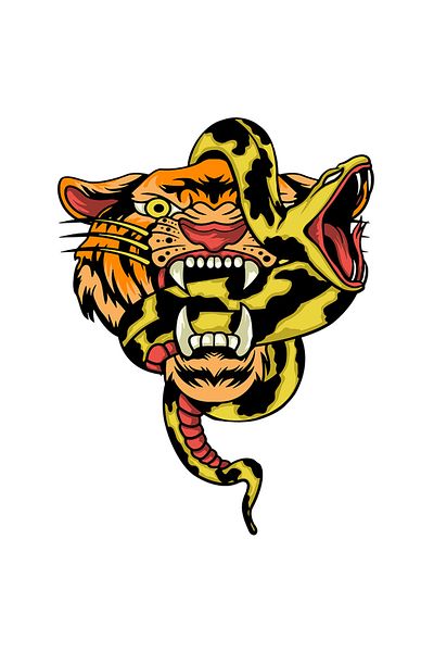 StoryGift Romania Sticker 15 Cm With Snake, Tiger, Fangs, With White Edges, Pvc Vinyl 15 Cm