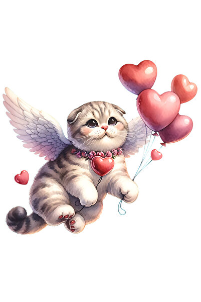 StoryGift Romania Sticker Adeziv 90CM cu o pisicuta cu aripi albe care zboara...