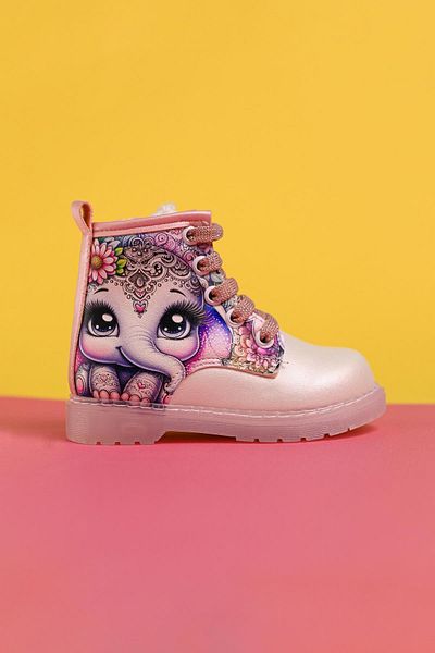Limoya Janny Cartoon Character Printed Lace-Up Baby Lighted Boots