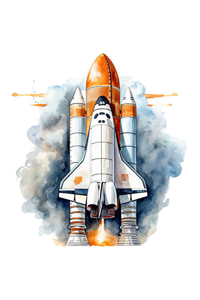 StoryGift Romania Sticker Adeziv 90CM cu o racheta care pleaca spre Luna, ilu...