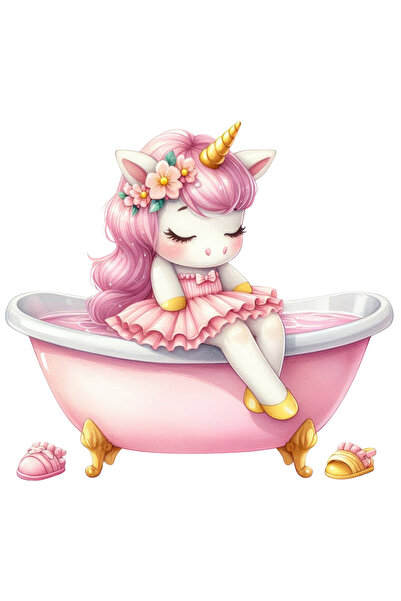 StoryGift Romania Sticker Adeziv 90CM cu un unicorn somnoros, ilustratie, roc...