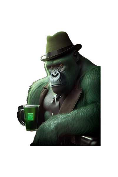 StoryGift Romania Sticker Autocolant 70CM Cu Gorila, Costum, Palarie, bautura, Detectiv, Sci-Fi, cu Margini Alb