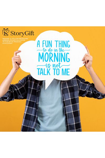 StoryGift Romania Sticker Eticheta 40CM Exterior cu mesajul "Un lucru distractiv pe care sa il faci dimineata es