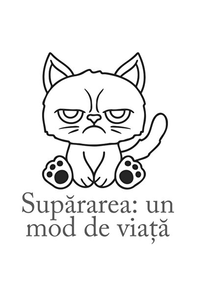 StoryGift Romania Sticker Eticheta 50CM Cu Pisica Suparata, Text Suparare: Un...