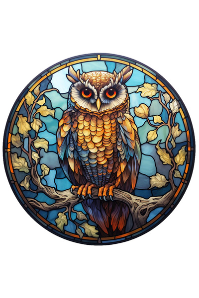 StoryGift Romania Sticker Eticheta 50CM cu o bufnita serioasa, ilustratie, oc...