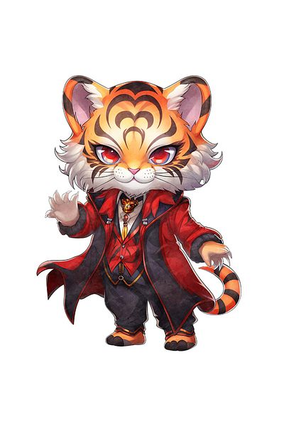 StoryGift Romania Sticker Label 50CM with a tiger with bloody eyes, illustration, count, Dracula, Halloween,
