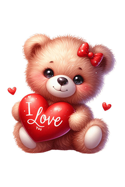 StoryGift Romania Sticker Adeziv 90CM cu un ursulet care tine o inima in brat...