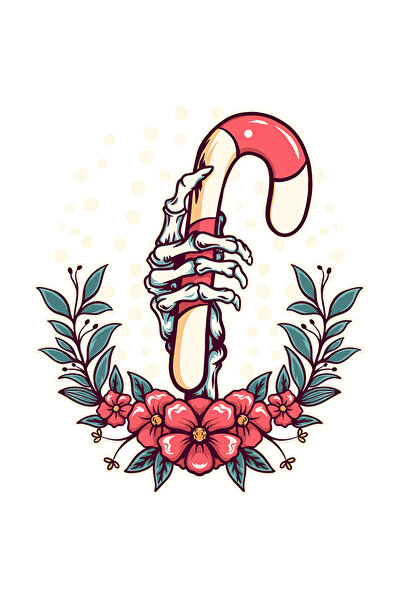 StoryGift Romania Sticker Adeziv 90CM Cu Coroana Sarbatori, Iarna, Schelet, Mana, cu Margini Albe, PVC Vinyl 90 cm