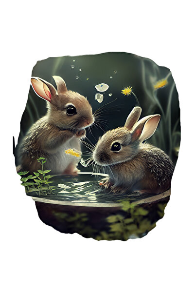 StoryGift Romania Sticker Adeziv 90CM Cu Iepuri, Apa, padure, Flori, Plante, ...