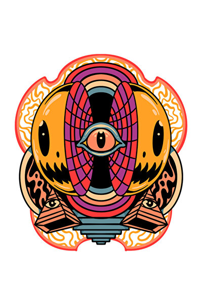 StoryGift Romania Sticker Adeziv 90CM Cu Emoji, Illuminati, Abstract, Ochi, Matrix, Curcubeu, cu Margini Albe,