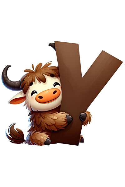 StoryGift Romania Sticker Cu Un Yak Cu Litera "y", Ilustratie, Pentru Copii, ...