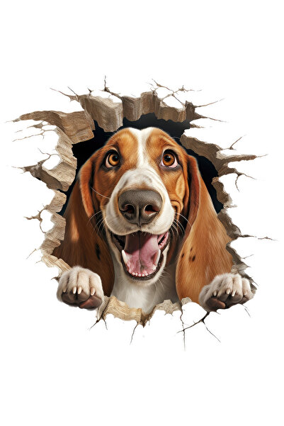 StoryGift Romania Sticker Adeziv 90CM cu un caine jucaus care scoate capul pr...