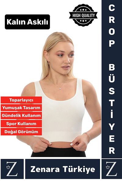 Zenara High Quality Breast Gathering Anti-Sagging Everyday Sports Use Thick Strap Crop Bustier