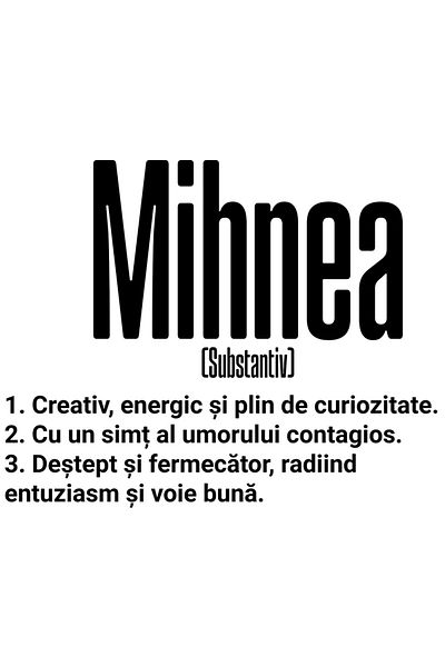 StoryGift Romania Sticker Cu Numele Mihnea, Cu Mesaj Motivational, Creativ, Energic, Curios, Destept, Fermec