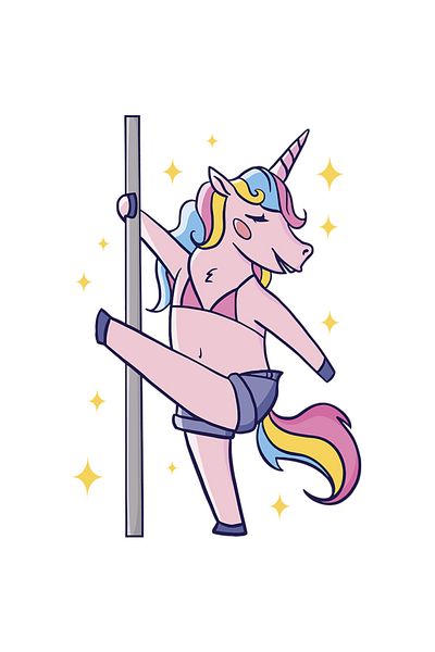StoryGift Romania Sticker Eticheta 50CM Cu Unicorn Care Danseaza La Bara, Roz, In Costum De Baie, Haios, Sport,