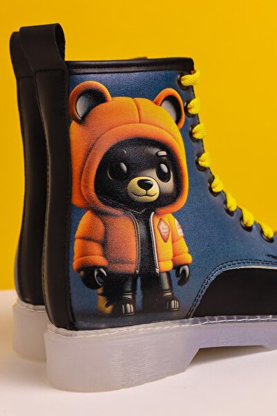 Limoya Doreen Siyah Çizgi Karakter Baskılı Bağcıklı Çocuk Bot