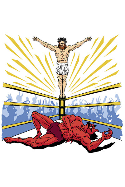 StoryGift Romania Sticker Adeziv 90CM Cu Iisus In Ring Invingator Fata De dra...