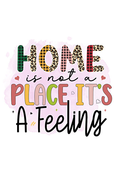 StoryGift Romania Sticker Eticheta 40CM cu mesajul "Home is not a place, it's a feeling", ilustratie, familie, r