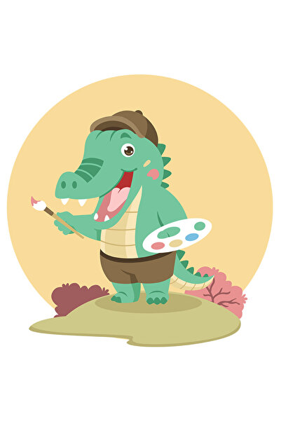 StoryGift Romania Sticker Autocolant 70CM Cu Crocodil, Pensula, Artist, Palet...