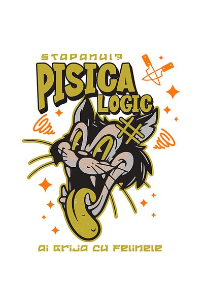 StoryGift Romania Sticker Eticheta 40CM Adeziv stapanul este pisica ai grija cu felinele, animal blanos motan cu