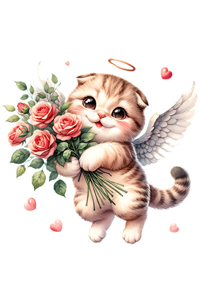 StoryGift Romania Sticker Autocolant 70CM cu o pisicuta cu aripi care tine un...