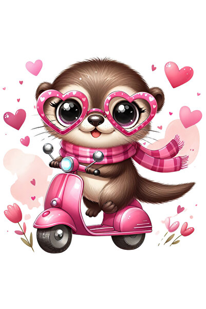 StoryGift Romania Sticker Cu O Vidra Care Se Plimba Cu Scuterul, Ilustratie, ...