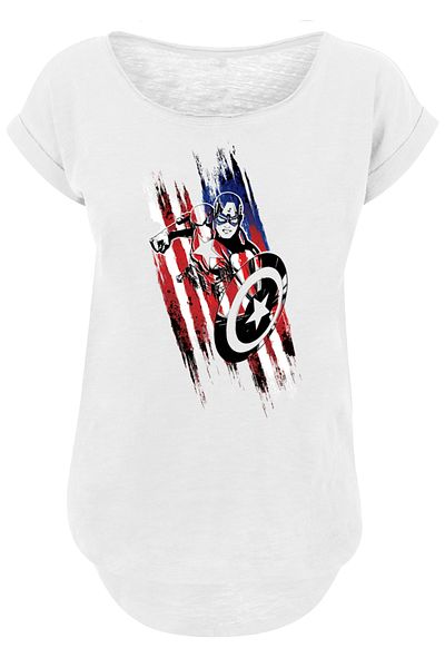 F4NT4STIC Damen Marvel Avengers Captain America Streaks -wht With Ladies Long Slub Tee