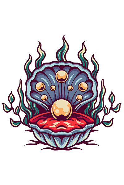 StoryGift Romania Sticker Autocolant 70CM Cu Perle, Scoica, Alge, Plante, Sub...