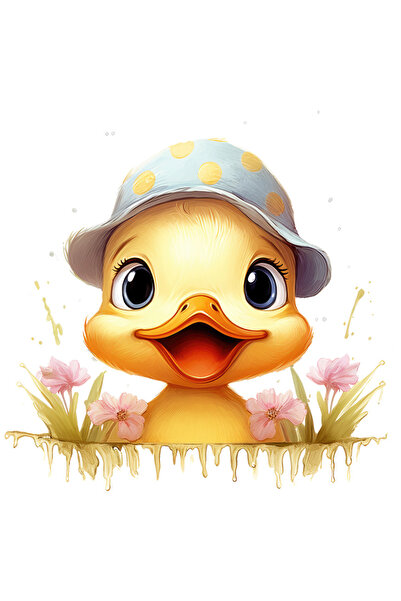 StoryGift Romania Sticker Eticheta 40CM cu o ratusca vesela, ilustratie, pala...