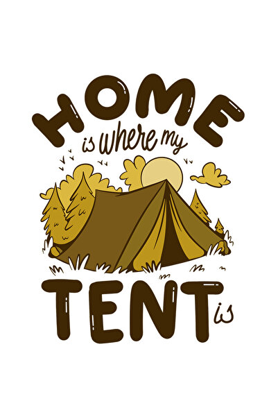 StoryGift Romania Sticker Adeziv 90CM Cu Mesajul Home Is Where My Tent Is, Dr...
