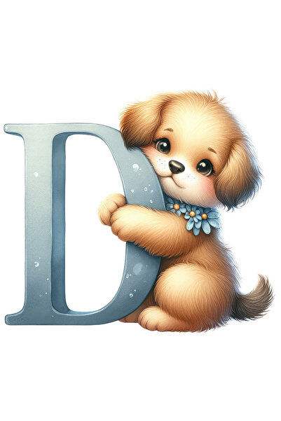 StoryGift Romania Sticker Autocolant 70CM cu un catelus cu litera "D", ilustr...