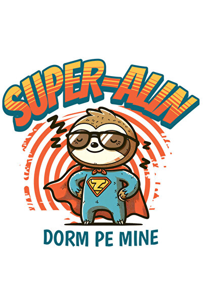 StoryGift Romania Sticker Autocolant 70CM cu Animal Lenes Cu Costum De Super Erou Desene Animate Text Super-Alin