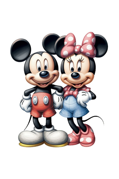 StoryGift Romania Sticker Autocolant 70CM Cu Mickey si Minnie Mouse, Soarece, Desene Animate, Disney, cu Margin
