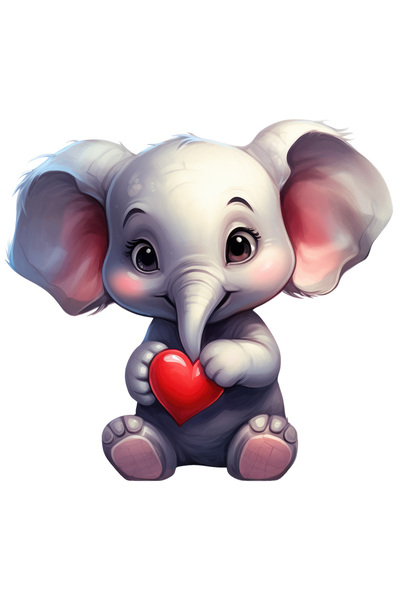StoryGift Romania Sticker Cu Un Pui De Elefant Care Tine O Inimioara In Brate...