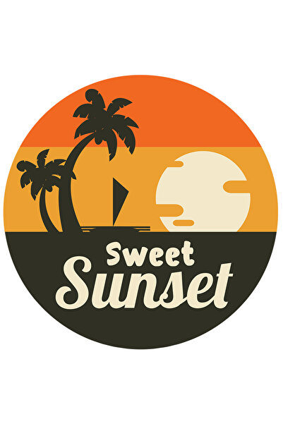 StoryGift Romania Sticker Autocolant 70CM Cu Priveliste Apus De Soare, Plaja Cu Sezlong, Text In Engleza Sweet S