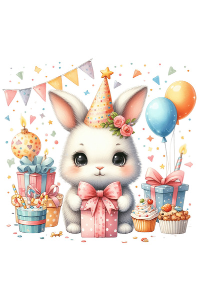 StoryGift Romania Sticker Eticheta 50CM cu o iepuroaica vesela, micuta, ilust...